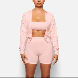 Skims Logo Pointelle Hoodie and Bralette